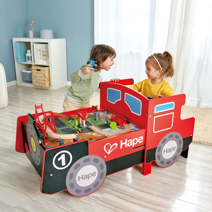 Jucarie din lemn - Masa cu cale ferata, in forma de locomotiva (32 piese)
