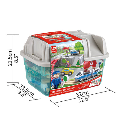 Jucarie din lemn - Set tren oras (48 piese)