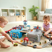 Jucarie din lemn - Set tren metropola (80 piese)