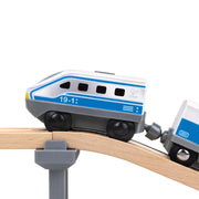 Locomotiva alba de jucarie cu baterii pentru copii