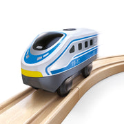 Locomotiva alba de jucarie cu baterii pentru copii