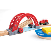 Jucarie din lemn - Set de transport maritim si feroviar (38 piese)