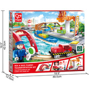 Jucarie din lemn - Set de transport maritim si feroviar (38 piese)