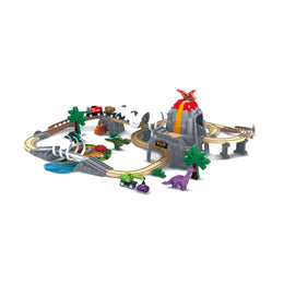 Jucarie din lemn - Tren de jucarie aventurÄƒ Dino (61 piese)