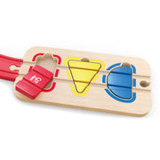 Jucarie din lemn - Sina de tren curcubeu cu puzzle (30 piese)