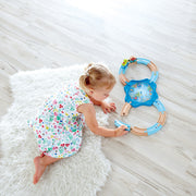 Jucarie din lemn - Tren de jucarie cu animale marine (15 piese)