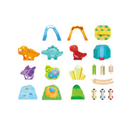 Jucarie din lemn - Set tren si dinozauri (27 piese)