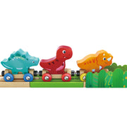 Jucarie din lemn - Set tren si dinozauri (27 piese)