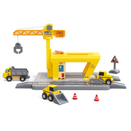 Jucarie din lemn - Set constructii macarale feroviare