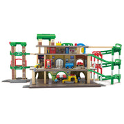 Jucarie din lemn - Tren pe 3 nivele (58 piese)