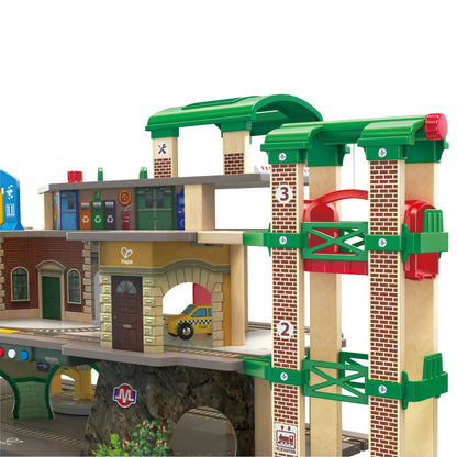 Jucarie din lemn - Tren pe 3 nivele (58 piese)