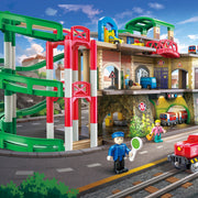 Jucarie din lemn - Tren pe 3 nivele (58 piese)