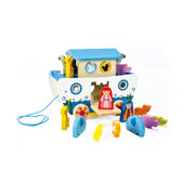 Jucarie din lemn - Arca lui Noe de tras si sortator de forme