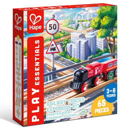 Jucarie din lemn - Kit de extindere a cailor ferate (65 piese)