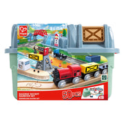 Jucarie din lemn - Set tren port (51 piese)