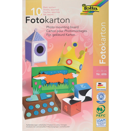 Carton colorat asortat 10 culori, A4, 23 x 33 cm, 300 g/m2