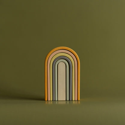 Jucarie din lemn - Curcubeu mini (culori pastel)