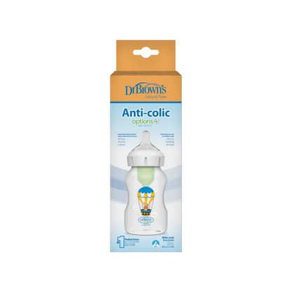 Biberon Anti-Colici cu Gat Larg "Options Plus" Design,  PP , 330 ml. cu tetina nivel 2 (3-6 luni)