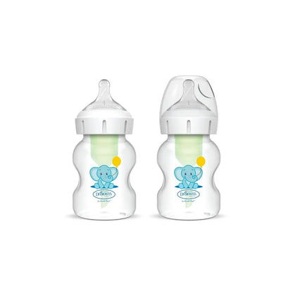 Biberon Anti-Colici cu Gat Larg PP,150 ml. "Options Plus" Design, (2 pack)