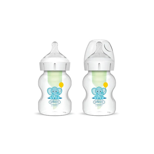 Biberon Anti-Colici cu Gat Larg PP,150 ml. "Options Plus" Design, (2 pack)