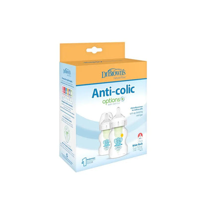 Biberon Anti-Colici cu Gat Larg PP,150 ml. "Options Plus" Design, (2 pack)