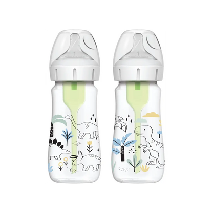 Biberon Anti-Colici cu Gat Larg PP, 270 ml. "Options Plus" design baieti (BPA free) (2 pack)