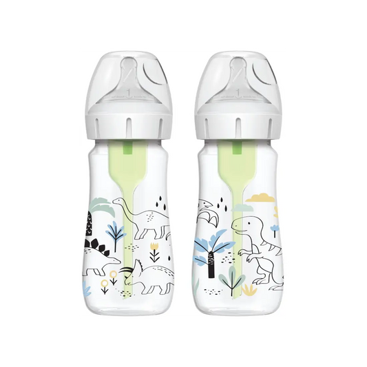 Biberon Anti-Colici cu Gat Larg PP, 270 ml. "Options Plus" design baieti (BPA free) (2 pack)
