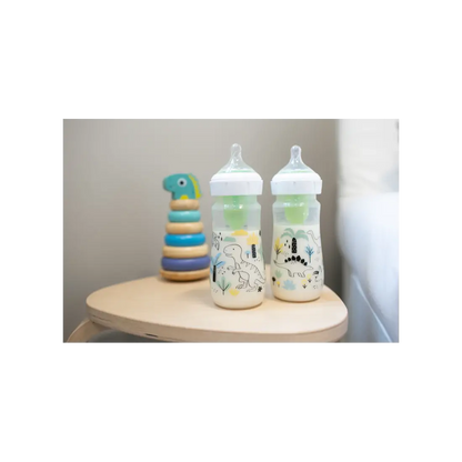 Biberon Anti-Colici cu Gat Larg PP, 270 ml. "Options Plus" design baieti (BPA free) (2 pack)