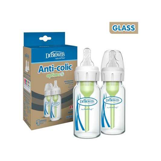 Pachet biberoane Anti-Colici din sticla cu Gat Ingust "Options Plus" 120 ml (2 Pack)