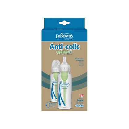 Pachet biberoane Anti-Colici din sticla cu Gat Ingust â€žOptions +â€ï¿½  250 ml. (2pack)