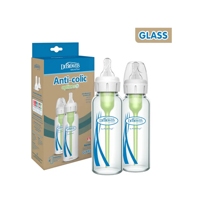 Pachet biberoane Anti-Colici din sticla cu Gat Ingust â€žOptions +â€ï¿½  250 ml. (2pack)