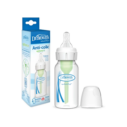 Biberon din plastic Anti-Colici cu Gat Ingust, 120 ml. "Options +"