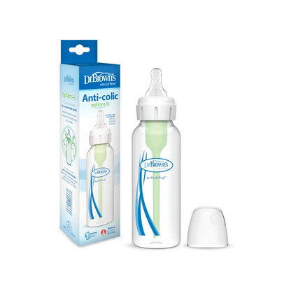 Biberon din plastic Anti-Colici cu Gat Ingust, 250 ml. "Options + "