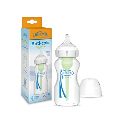 Biberon din plastic, Anti-Colici cu Gat Larg "Options Plus" 270 ml.