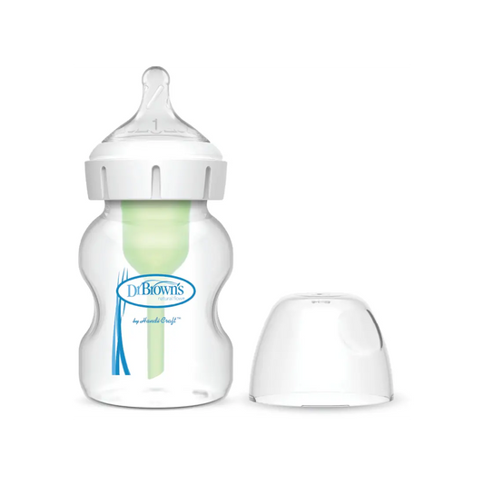 Biberon din plastic, Anti-Colici cu Gat Larg, 150 ml. "Options Plus", cu tetina nivel 1 (0-3 luni)
