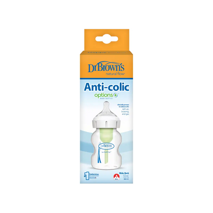 Biberon din plastic, Anti-Colici cu Gat Larg, 150 ml. "Options Plus", cu tetina nivel 1 (0-3 luni)