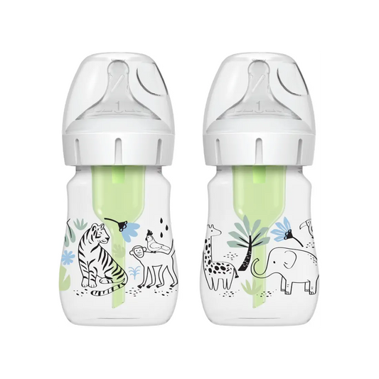 Biberon Anti-Colici cu Gat Larg PP, 150 ml. "Options Plus" design baieti (BPA free) (2 pack)