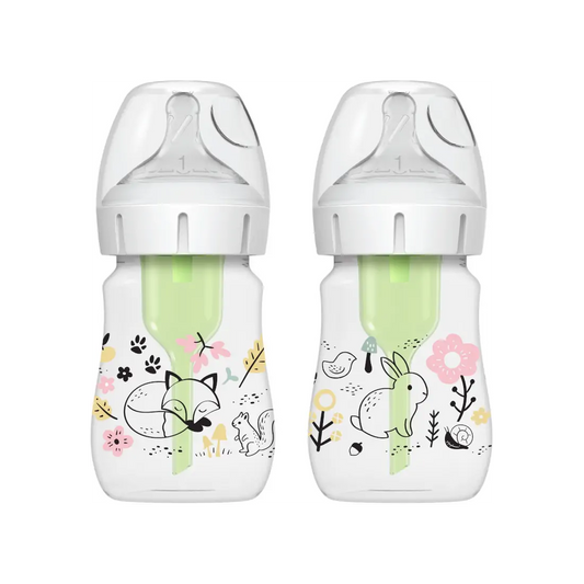 Biberon Anti-Colici cu Gat Larg PP, 150 ml. "Options Plus" design fetite (BPA free) (2 pack)