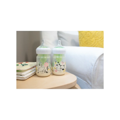 Biberon Anti-Colici cu Gat Larg PP, 150 ml. "Options Plus" design fetite (BPA free) (2 pack)