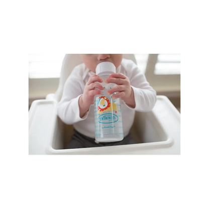 Biberon din plastic cu Gat Ingust, 250 ml., cu cioc ptr. inghitituri mici, Design Leu (BPA Free)