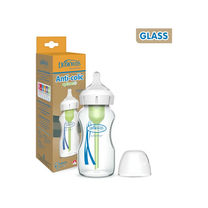 Biberon Anti-Colici cu Gat Larg ”Options Plus” � din sticla 270 ml.