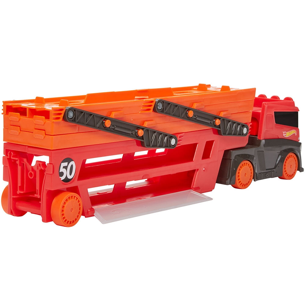 Camion Hot Wheels by Mattel Mega transportator cu trailer