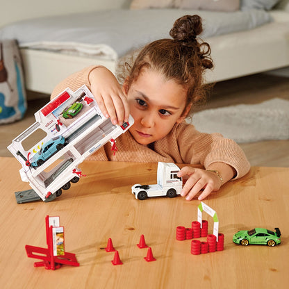 Camion Majorette MAN Tgx Porsche Experience cu 2 masinute