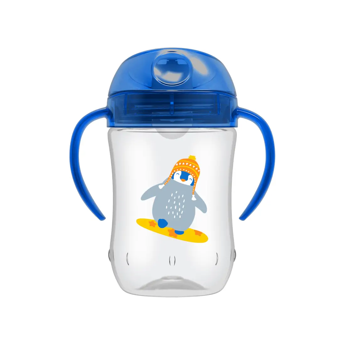 Canita cu cioc moale si manere, 270 ml, 9 luni+, albastra