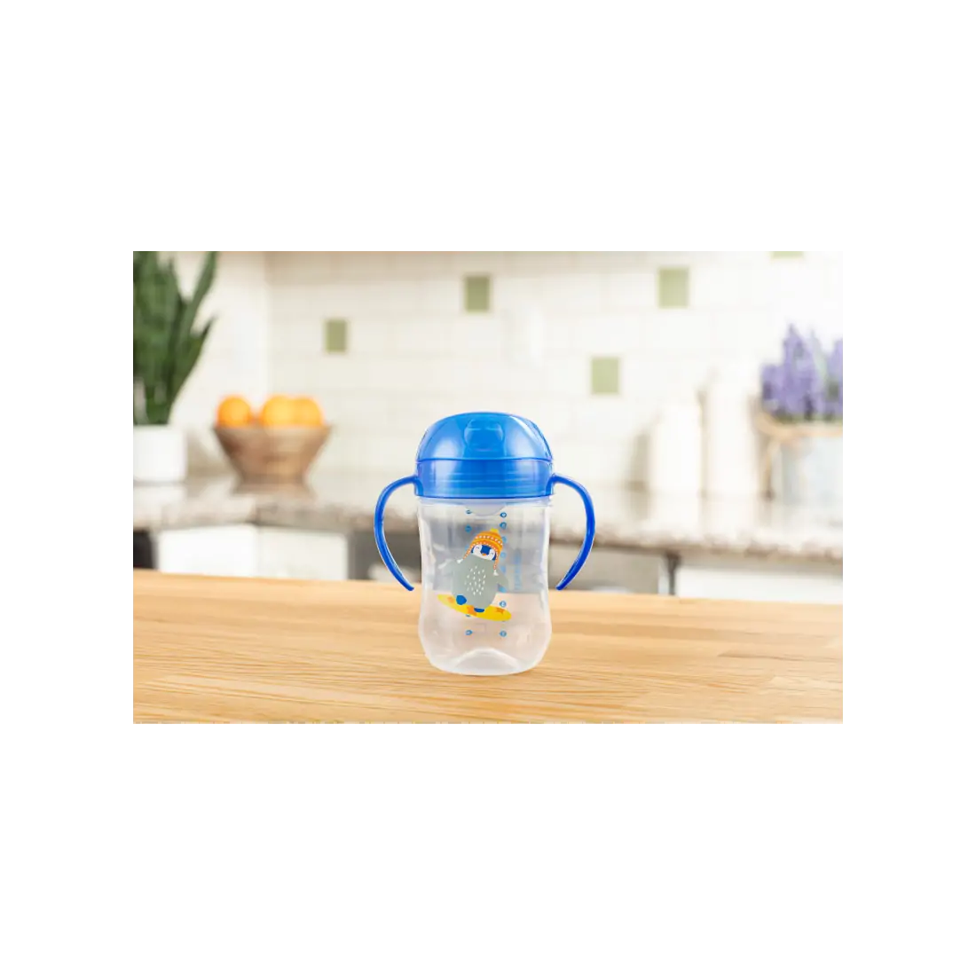 Canita cu cioc moale si manere, 270 ml, 9 luni+, albastra
