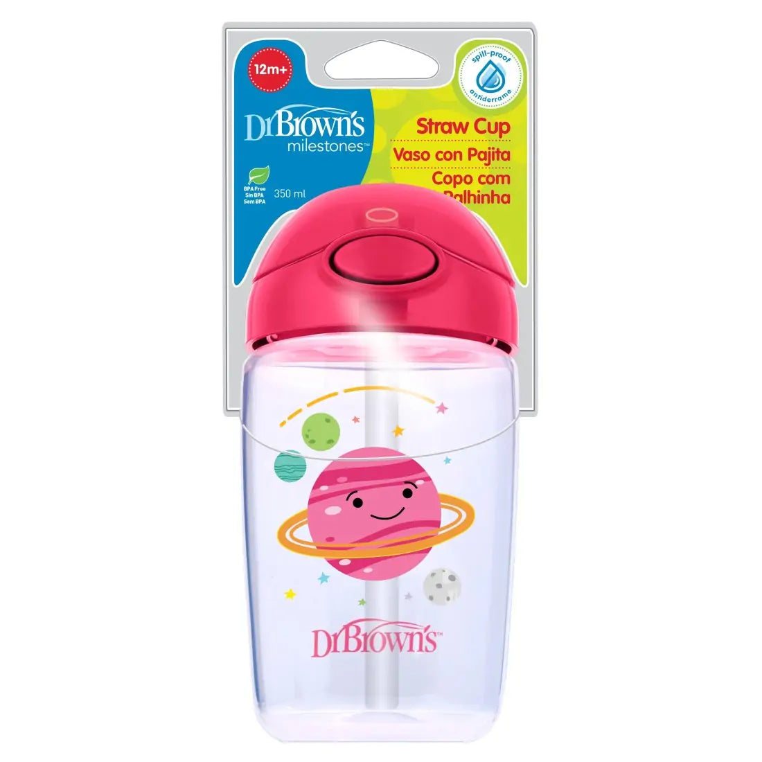 Canita cu pai si capac, 350 ml. BPA Free