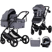 Carucior Chipolino Amore 3 in 1 cloud grey, cu scaun auto i-Size, 0–22 kg
