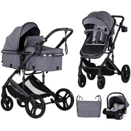 Carucior Chipolino Amore 3 in 1 cloud grey, cu scaun auto i-Size, 0–22 kg