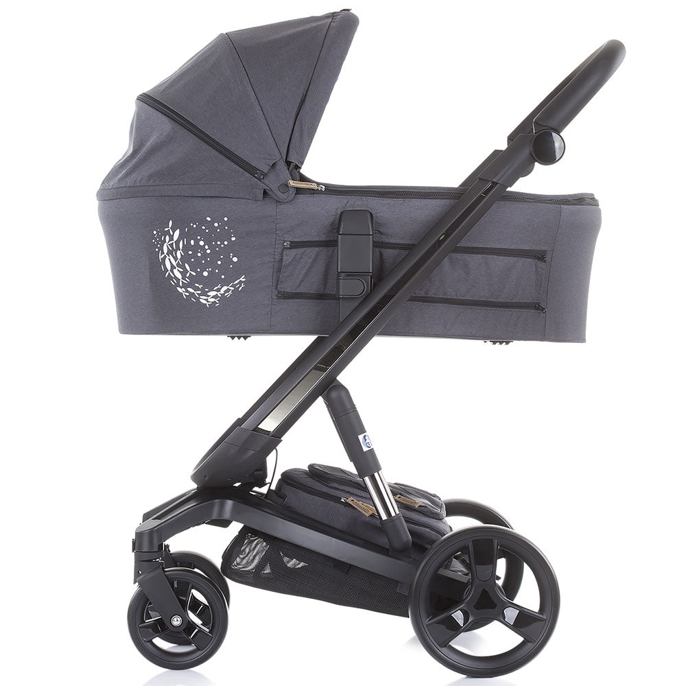 Carucior Chipolino Electra 3 in 1 silver cu cadru negru