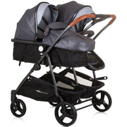 Carucior gemeni Chipolino Duo Smart 3 in 1 silver grey